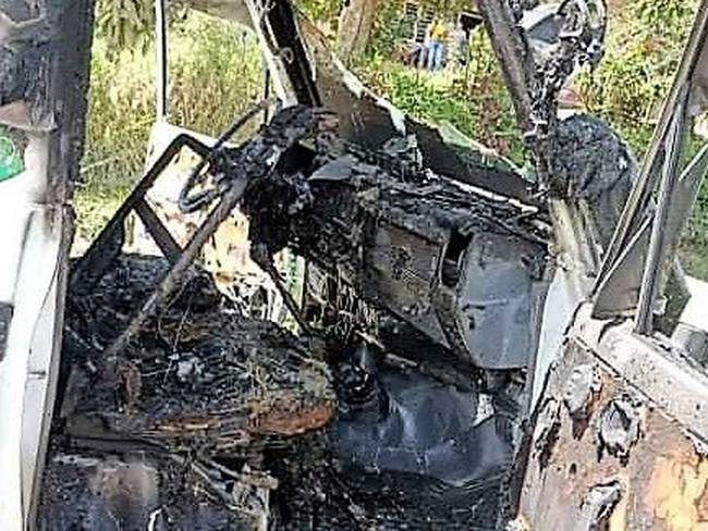 Recientemente un grupo armado incineró un vehículo en El Tambo, Cauca. Crédito: En línea Popayán.