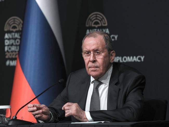 ANTALYA, TURKEY - MARCH 10: Russian Foreign Minister Sergey Lavrov holds a press conference after the meeting with Ukraine in Antalya on March 10, 2022 in Antalya, Turkey. (Photo by Rıza Özel/ dia images via Getty Images)
