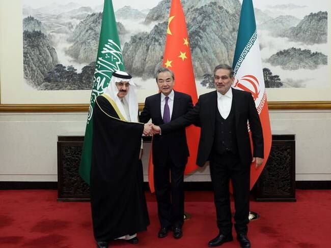 Iran, Saudi Arabia agree to resume diplomatic ties, reopen embassies. (Photo by CHINESE FOREIGN MINISTRY/Anadolu Agency via Getty Images)