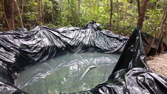 Destruida piscina ilegal para el almacenamiento de hidrocarburos- Cortesía Ejercito Nacional 