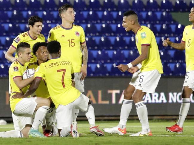 Jugadores de la Selección Colombia celebrando el empate ante Paraguay. Foto: Christian Alvarenga/Getty Images