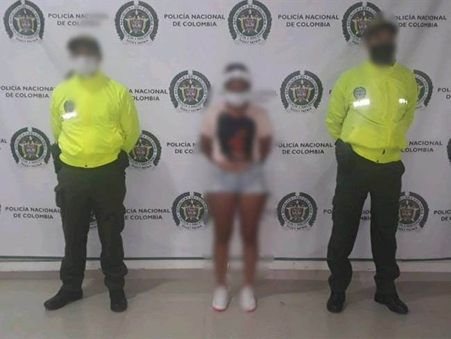 María Angélica Gómez, fue capturada en la vía Montería-Tierralta.. Foto: Cortesía Policía de Córdoba