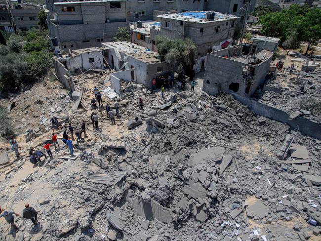 GAZA CITY, PALESTINE - MAY 13: Palestinians inspect the damage of a house hit by the Israeli airstrikes at Beit Lahia on May 13, 2023 in Gaza City, Palestine. (Photo by Ramez Habboub ATPImages/Getty Images)
