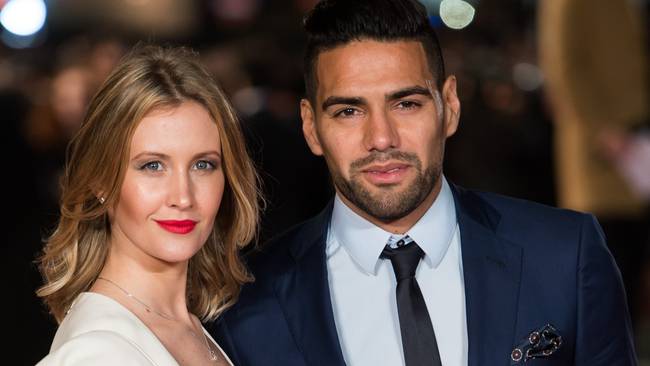LONDON, ENGLAND - NOVEMBER 09:  Radamel Falcao (R) and wife Lorelei Taron  attend the World Premiere of &quot;Ronaldo&quot; at Vue West End on November 9, 2015 in London, England.  (Photo by Ian Gavan/Getty Images)