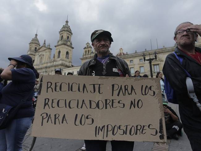 Recicladores protestan en Bogotá/ Imagen del 1 de marzo de 2018. Foto: Colprensa