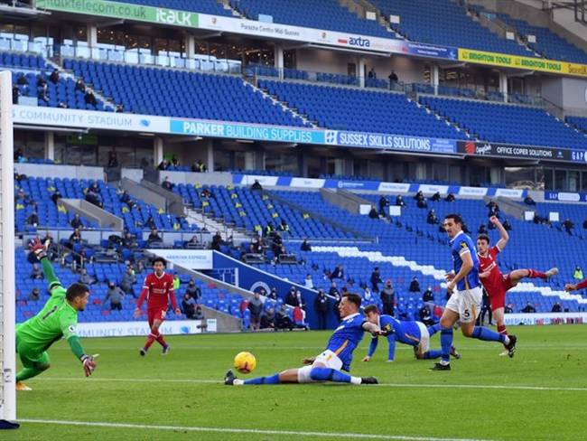 Sin Steven en la cancha, Brighton y Liverpool enpataron 1-1 por la décima fecha de la Premier League. Foto: Agencia AFP