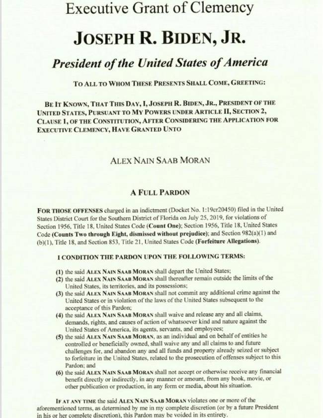 Perdón a Alex Saab por parte de Gobierno Biden: detalles del documento