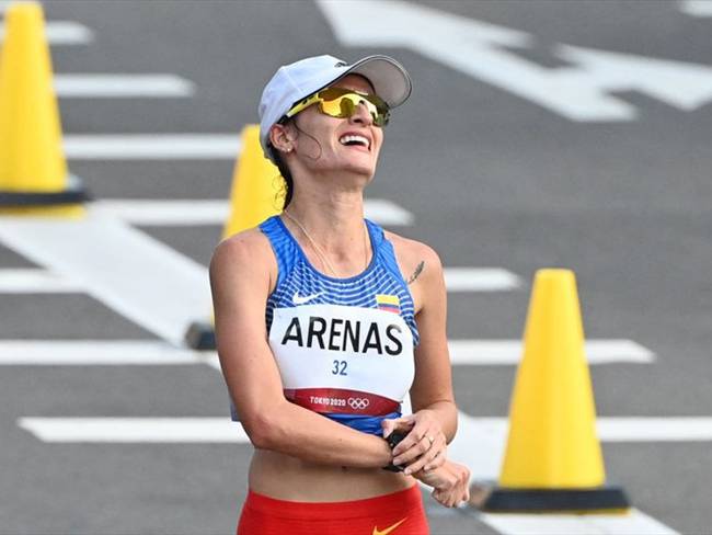 Lorena Arenas, en la disciplina de marcha, logró una importante e histórica hazaña en los Olímpicos de Tokio. Foto: CHARLY TRIBALLEAU/AFP via Getty Images