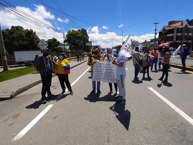 “Pedimos a los voceros del paro que nos dejen trabajar” dijo Yolanda García del Consejo Intergremial del Sector Productivo de Boyacá.    . Foto: W