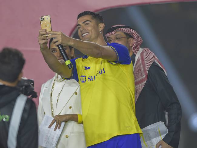 Cristiano Ronaldo en su presentación con el Al Nassr. (Photo by Khalid Alhaj/MB Media/Getty Images)