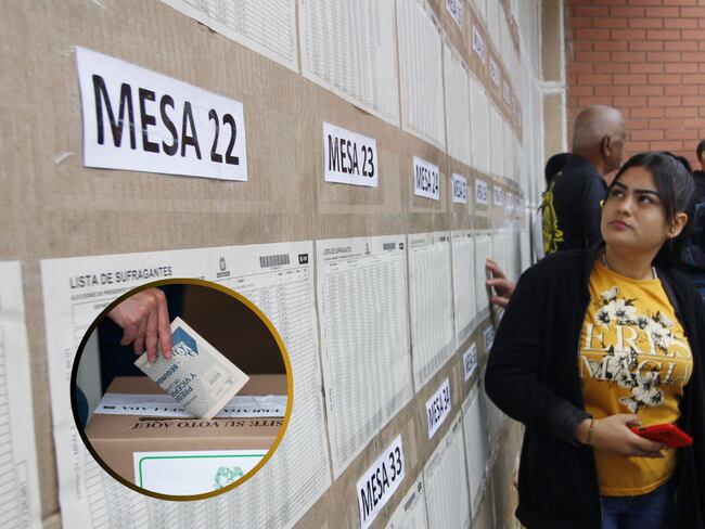 Mujer revisando su mesa de votación durante una jornada electoral en Colombia (Fotos vía Getty Image)