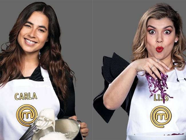 Actriz Carla Giraldo y humorista Liss Pereira en el reality MasterChef Celebrity. Foto: Colprensa
