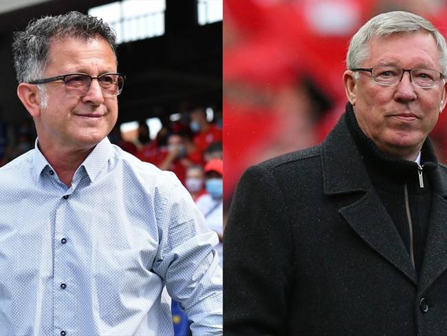Entrenadores Juan Carlos Osorio y sir Alex Ferguson. Foto: Colprensa - Cortesía Dimayor / Alex Livesey/Getty Images