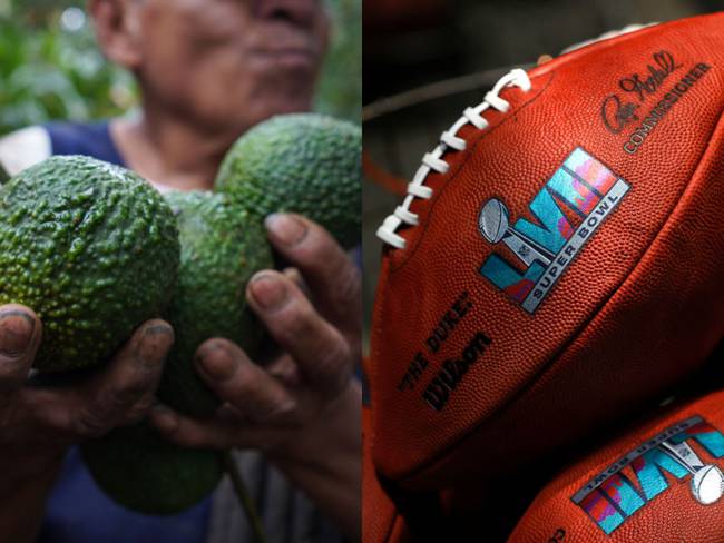 Aguacate Hass de Colombia y balón del Super Bowl 2023. Fotos: Getty Images.