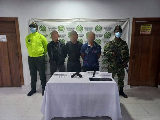Capturan a tres presuntos integrantes del Clan del Golfo en Córdoba. Foto: prensa Policía.