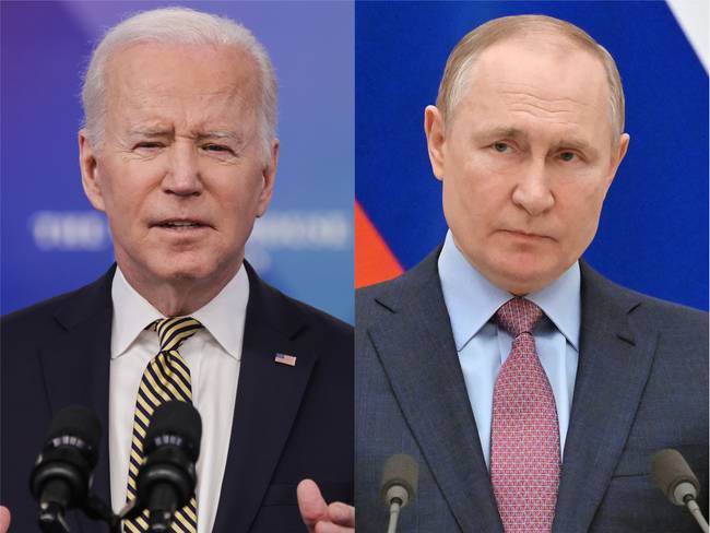 Joe Biden y Vladimir Putin. Foto: Alex Wong/Getty Images - SERGEI GUNEYEV/Sputnik/AFP via Getty Images
