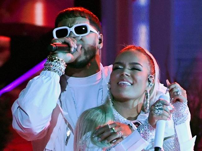 Cantantes Anuel AA y Karol G. Foto: Ethan Miller/Getty Images