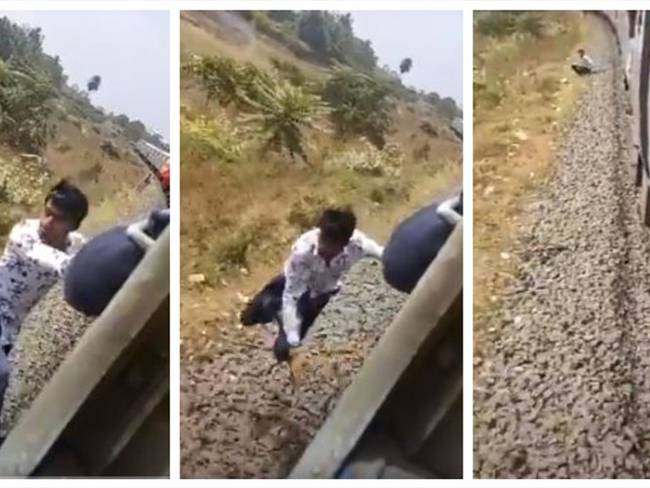 Hombre cae de un tren en movimiento y se salva de ser arrollado. Foto: Captura de pantalla