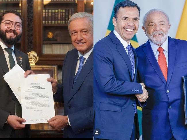 Embajadores de Colombia en México y Brasil con los respectivos presidentes | Fotos tomadas de: @MoisesAlvaro_ y @riveraguillermo