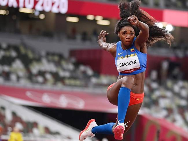 Caterine Ibargüen, atleta de salto triple colombiana en los Juegos Olímpicos de Tokio 2020. Foto: Matthias Hangst/Getty Images