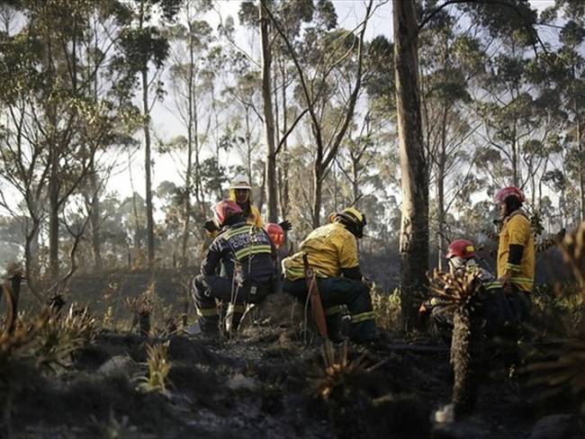 Más de 40 hombres apoyan labores en tierra para controlar las llamas.. Foto: Getty Images