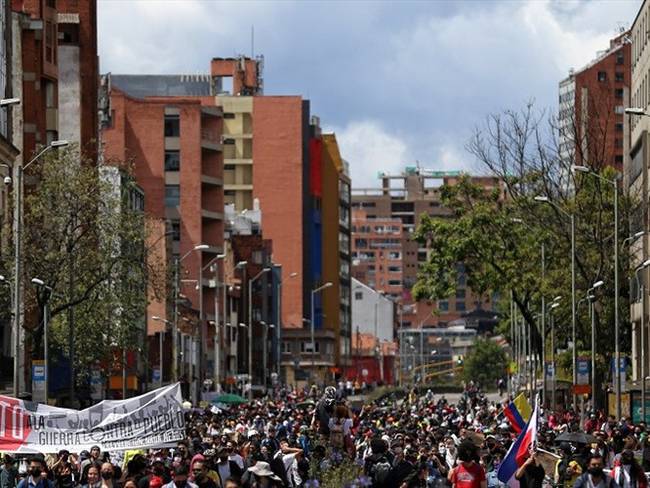 Manifestaciones en Bogotá. Foto: Colprensa.