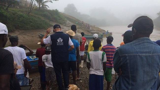 Se trata de más de 220 personas que se encuentran en la cabecera municipal de Guapi, Cauca. Crédito: Comprensa.