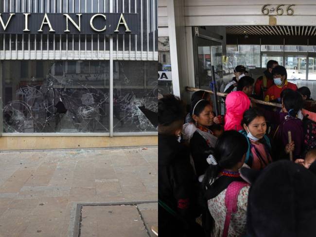 Toma de indígenas en edificio de Avianca terminó en fuertes disturbios en Bogotá