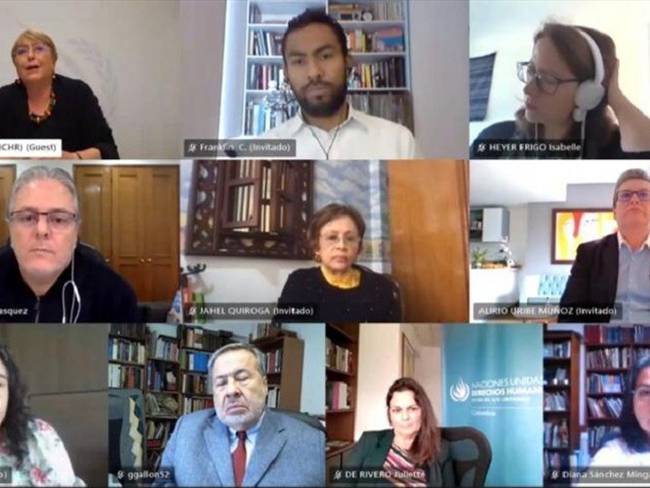 Varios delegados de las plataformas de derechos humanos sostuvieron una reunión virtual con la Alta Comisionada de la ONU para los Derechos Humanos, Michelle Bachelet. Foto: Organizaciones sociales