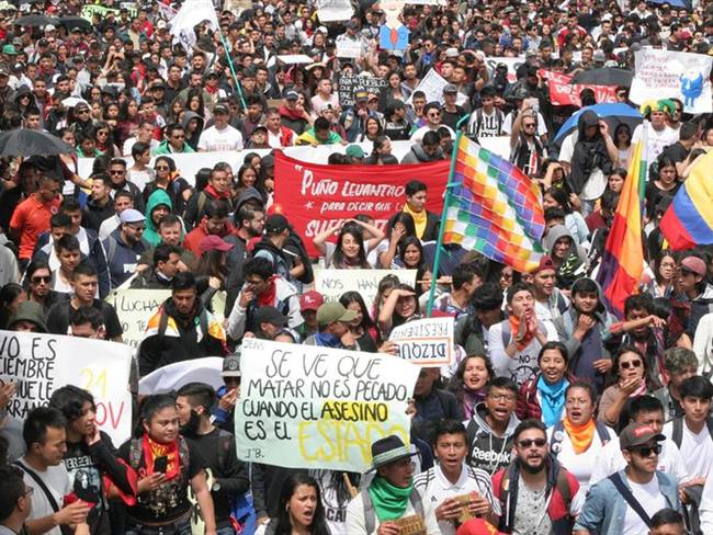 Manifestaciones durante el paro nacional en Colombia. Foto: Colprensa-Leonardo Castro
