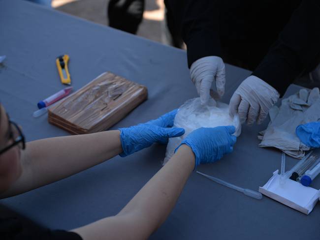 Imagen de referencia de test de droga en la frontera entre México y Estados Unidos. (Photo by Israel Garnica/Norte Photo/Getty Images)