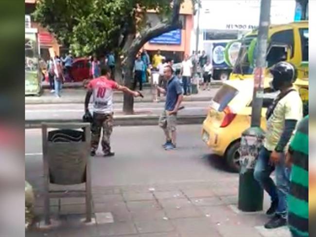 Enfrentamiento entre conductores en Bucaramanga. Foto: Cortesía