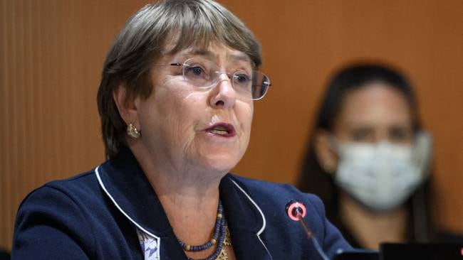 Michelle Bachelet, alta comisionada de la ONU para los derechos humanos. (Photo by Fabrice COFFRINI / AFP) (Photo by FABRICE COFFRINI/AFP via Getty Images)