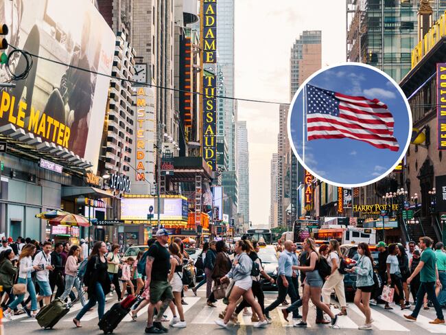Ambiente de Nueva York y de fondo la imagen de la bandera de Estados Unidos (Fotos vía Getty Images)