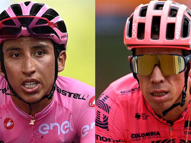 Ciclistas colombianos Egan Bernal y Rigoberto Urán. Foto: Stuart Franklin/Getty Images - Tim de Waele/Getty Images