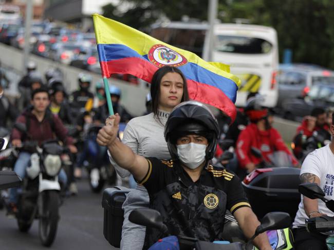 Imagen de protestas de motociclistas en Bogotá. Foto: Colprensa.