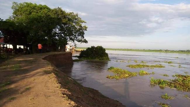 La erosión fluvial en el municipio de Salamina pone en grave riesgo de inundación a 150 mil personas. Foto: Alcaldía de Salamina