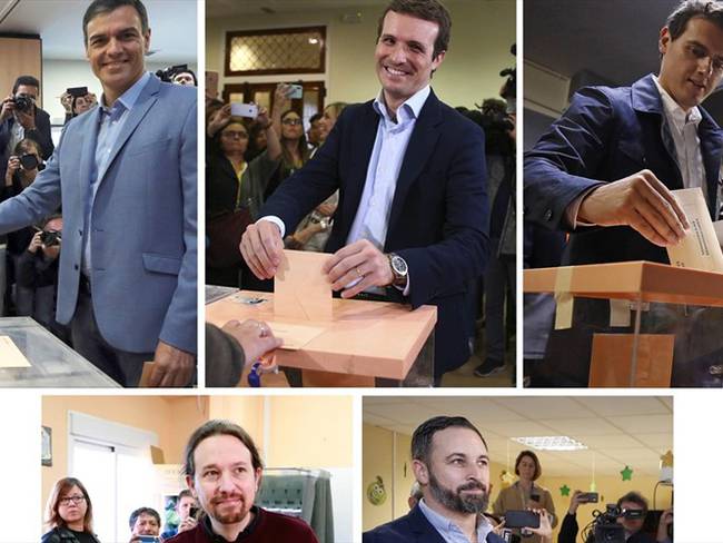 Cinco son los principales candidatos que se enfrentan este domingo en las elecciones generales españolas.. Foto: Agencia EFE