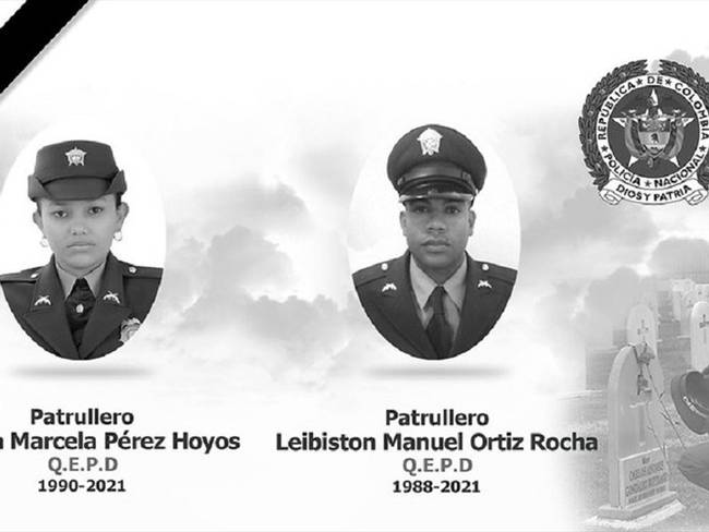Los patrulleros Sandra Marcela Pérez y Manuel Ortiz Rocha fueron asesinados en la madrugada de este domingo. Foto: EXTERNOS