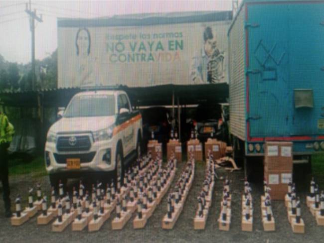 Botellas de vino . Foto: Policía Metropolitana de Manizales