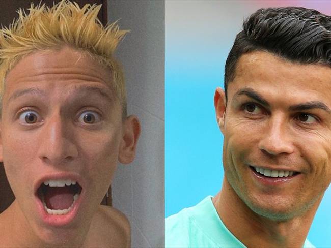 Influencer colombiano La Liendra y futbolista Cristiano Ronaldo. Foto: Instagram: @la_liendraa / Alex Livesey - UEFA/Getty Images