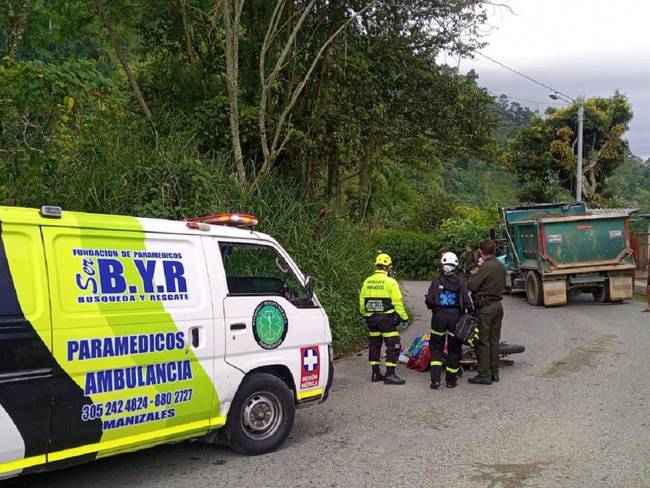 Accidente en la vía Manizales - La Cabaña. Crédito: BYR.