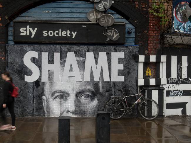 LONDON, ENGLAND - JULY 01: A mural of Prince Andrew, Duke of York is seen in Shoreditch on July 1, 2020 in London, England. The prince has come under increased scrutiny over his relationship with deceased sex offender Jeffrey Epstein and British socialite Ghislaine Maxwell, who was arrested by the FBI on July 2, 2020. (Photo by Guy Smallman/Getty Images)