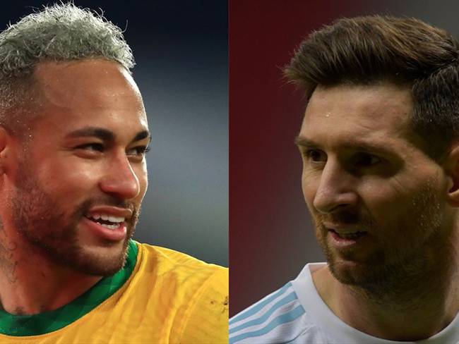 Jugadores Neymar Jr y Lionel Messi. Foto: Buda Mendes/Getty Images - Pedro Vilela/Getty Images