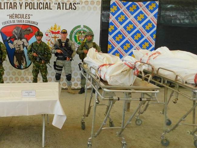 Cuerpos de Guacho y Pitufín son llevados a Bogotá. Foto: Ejército Nacional