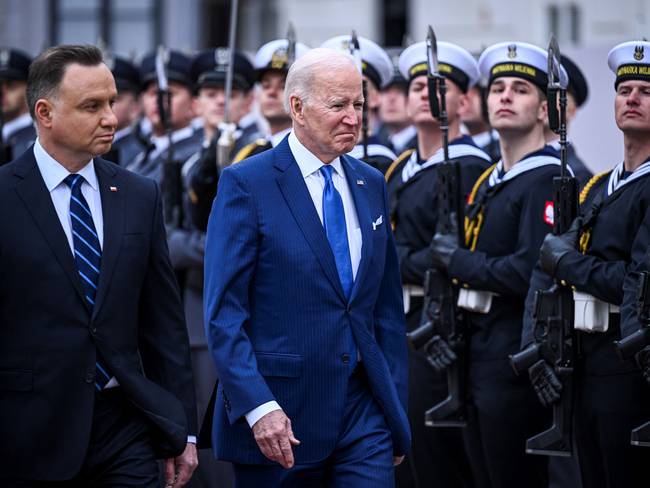 Andrzej Duda y Joe Biden. (Photo by BRENDAN SMIALOWSKI/AFP via Getty Images)
