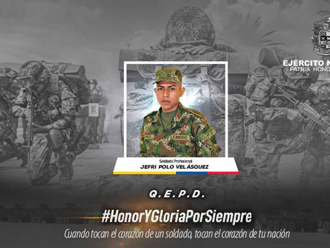 Asesinan a otro soldado en el municipio de Tierralta, Córdoba. Foto: Ejército Nacional.