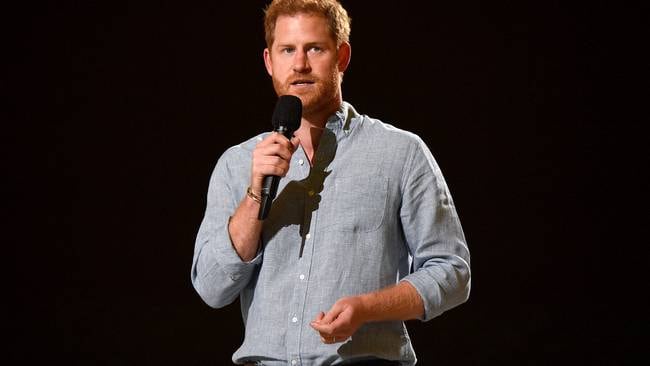 INGLEWOOD, CALIFORNIA: In this image released on May 2, Prince Harry, The Duke of Sussex speaks onstage during Global Citizen VAX LIVE: The Concert To Reunite The World at SoFi Stadium in Inglewood, California. Global Citizen VAX LIVE: The Concert To Reunite The World will be broadcast on May 8, 2021. (Photo by Kevin Mazur/Getty Images for Global Citizen VAX LIVE)