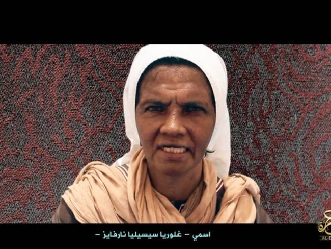 Sor Gloria, de 56 años y miembro de las Hermanas Franciscanas de María Inmaculada. Foto: Imagen tomada de video difundido por Al Qaeda.