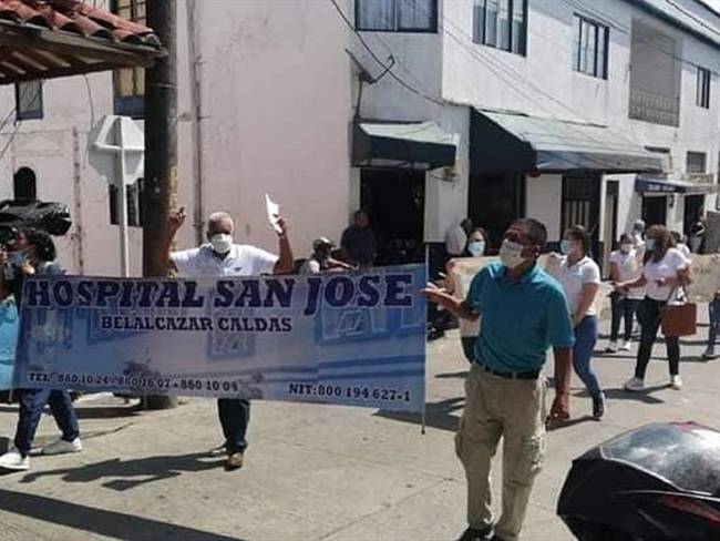 Por proyecto de acuerdo presentado ante el Concejo de Belalcázar, Caldas, médicos adelantan una protesta indefinida. Foto: Cortesía